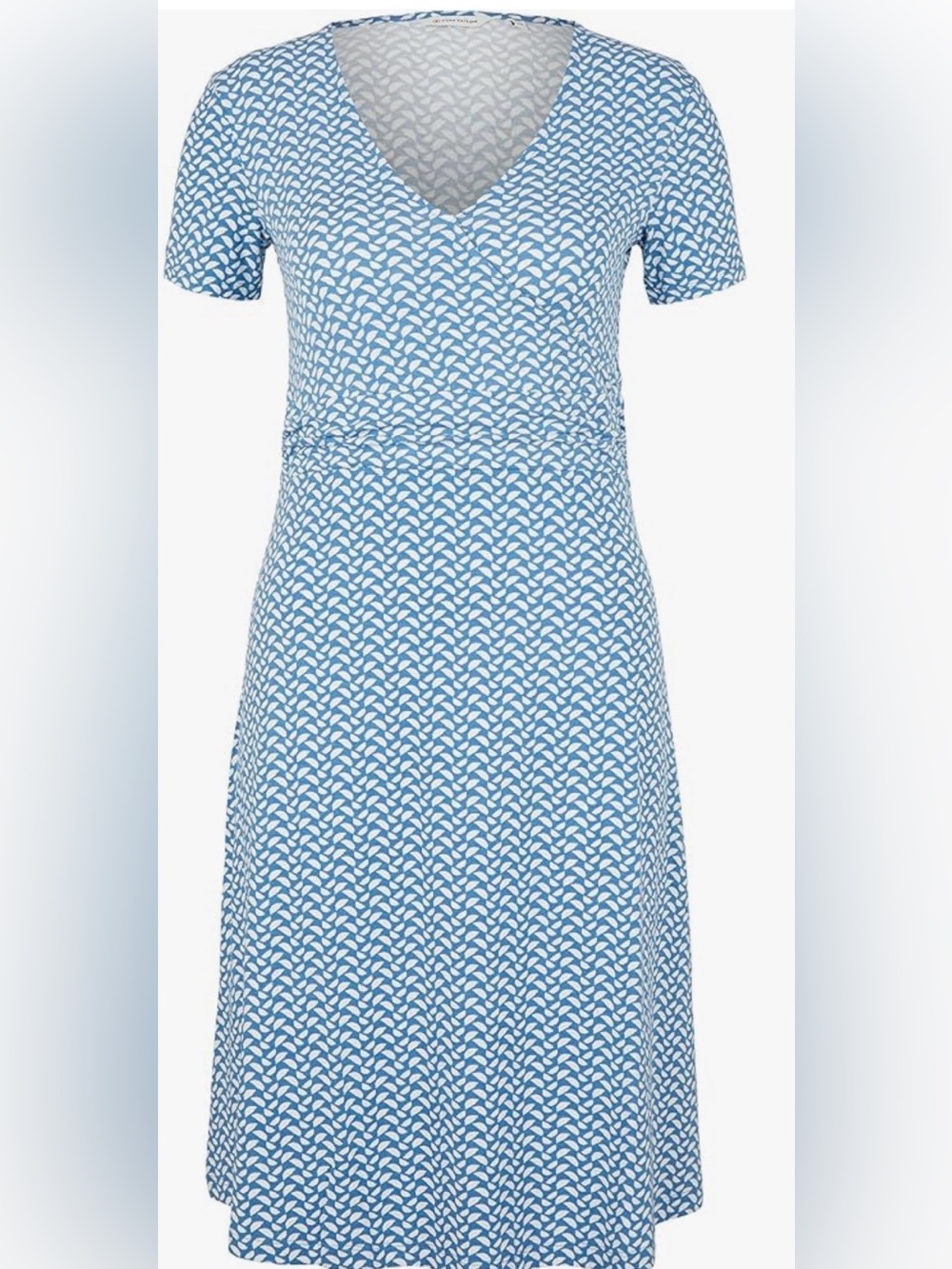 Tom Tailor Blue Patterned V-Neck Short Sleeve Dress size 38